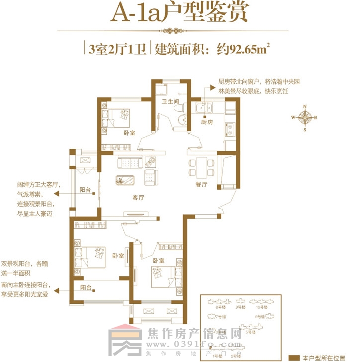 建業(yè)·壹號(hào)城邦92.65㎡戶型鑒賞  