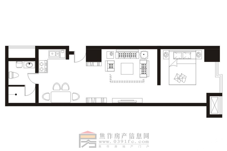 理達文華廣場一室一廳一衛(wèi)一廚約65.16㎡