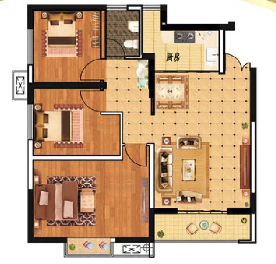 浙商·城市之星3室2廳1衛(wèi)104.20㎡