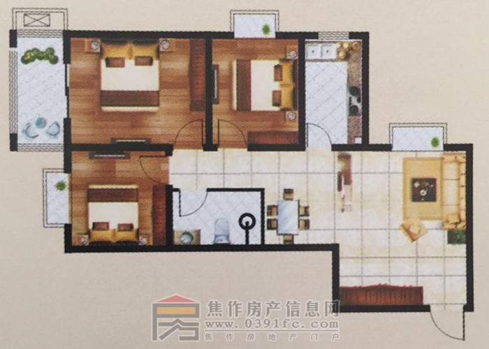 博大華庭小區(qū)2-A戶型約90.78平