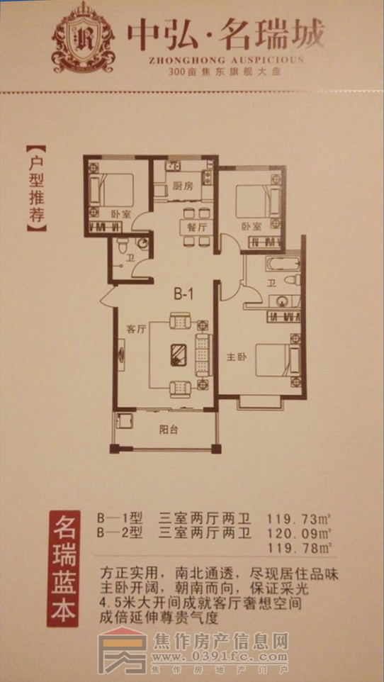 中弘·名都城Ⅱ期三室兩廳兩衛(wèi)戶型