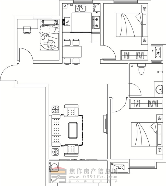 金德利公館7#2單元東戶三室兩廳一衛(wèi)112.31㎡