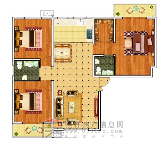 浙商·城市之星3# A戶型 三室兩廳兩衛(wèi)132.59㎡