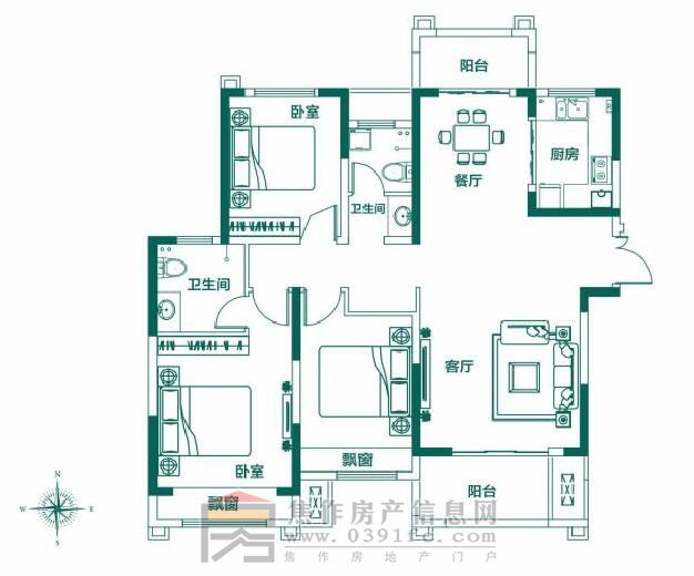 建業(yè)公園里灣畔三期135㎡三室兩廳兩衛(wèi)