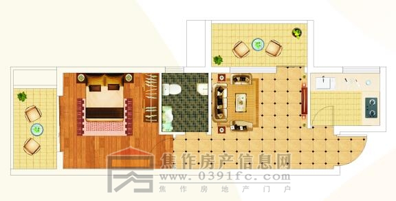 逸景雅居A1一室一廳一廚一衛(wèi)48.5㎡