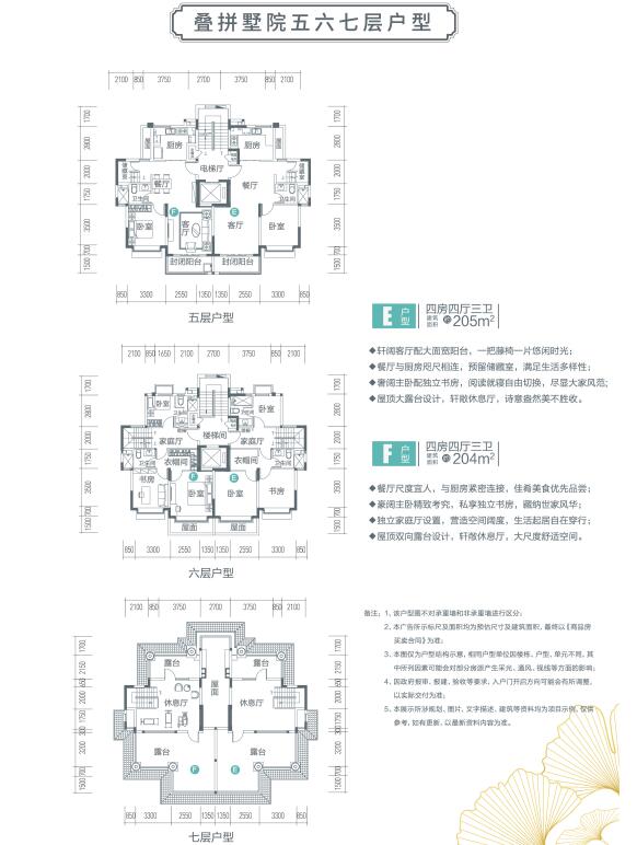 云臺山恒大養(yǎng)生谷疊拼墅院204 205平方五 六 七層戶型品鑒